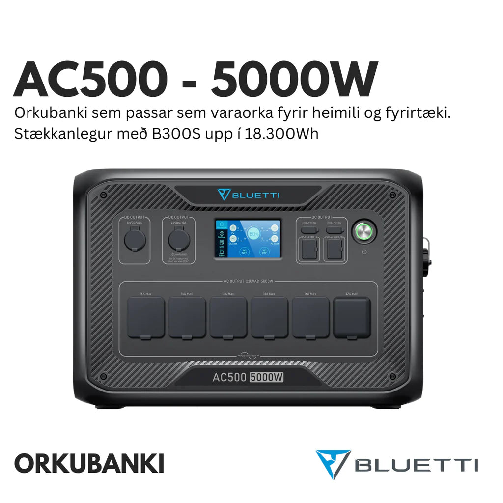 BLUETTI AC500 Orkubanki - Varaafl / Orka fyrir heimili og fyrirtæki