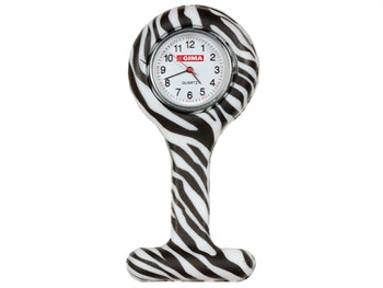 SILICONE NURSE WATCH - round - zebra - 20422