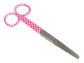 S/S beinar skæri - hjartamynstur - bitlaus/oddhvöss - 14 cm - 533