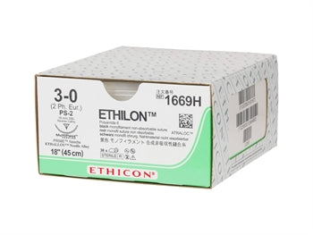 ETHICON ETHILON MONOFILAMENT SAUMUR - gauge 3/0 needle 19 mm PS-2 - 22296