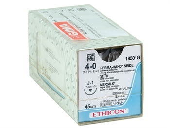 ETHICON PERMA-HAND SILK saumar - gauge 4/0 needle 17 mm J-1- fléttaður - 2310