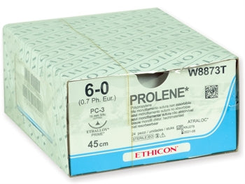 ETHICON PROLENE BLÁ MONOFILAMENT SAUMUR - gauge 6/0 needle 16 mm - 22322
