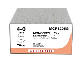 ETHICON MONOCRYL FRÁSOGANLEGIR SAUMAR - gauge 4/0 needle 16 mm - 235