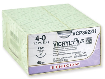 ETHICON VICRYL PLUS frásoganlegir saumar - gauge 4/0 needle 19 mm - fléttaður - 2360