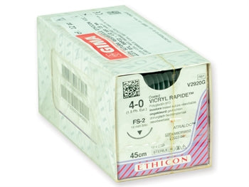 ETHICON VICRYL RAPID frásoganlegur saumur - gauge 4/0 needle 19 mm - fléttaður - 22371