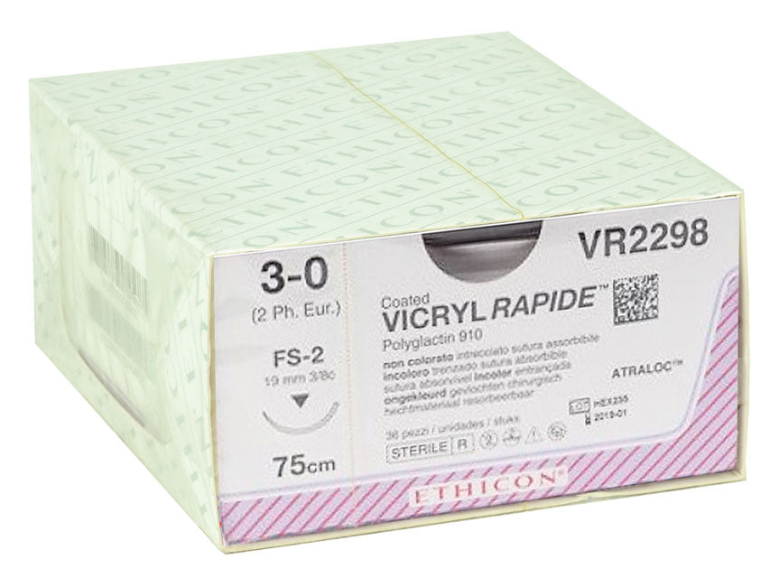 ETHICON VICRYL RAPID ABSORBABLE SUTURES – stærð 3/0 nál 19 mm – braided