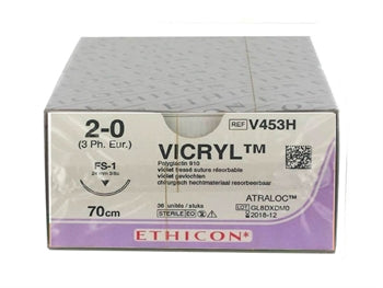 ETHICON VICRYL frásoganlegir saumar - gauge 2/0 needle 24 mm - 238