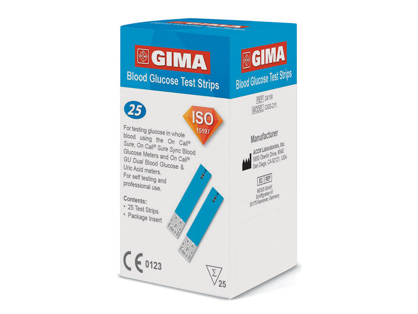 Blóðsykursstrimlar for Gima blóðsykursmælir GB,FR,IT,ES,SI,BG