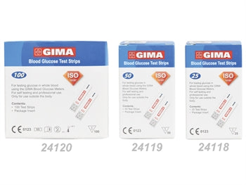 GLUCOSE STRIPS fyrir Gima Glucose Monitor GB,FR,IT,ES,DE,LT - 24119