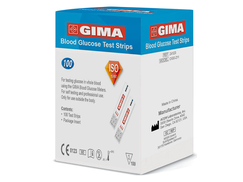 Blóðsykursstrimlar for Gima blóðsykursmælir GB,FR,IT,ES,LV,EE