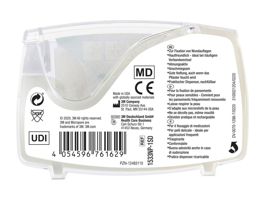 3M Micropore límband 2,5 cm x 5 m – húðlitað með skammtara – 1533NP-1SD