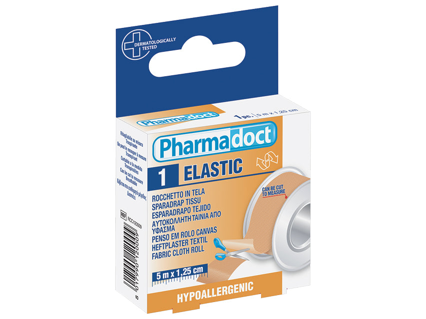 PHARMADOCT Klútarúlla - Efni - 5m x 1.25cm - kassi með 18 kippum