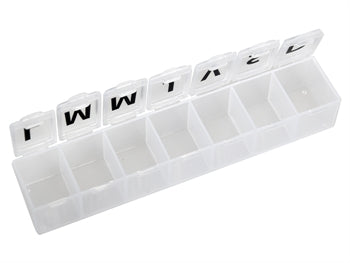 WEEKLY PILL BOX - white - blister - French/Spanish/Rumenian - 25831