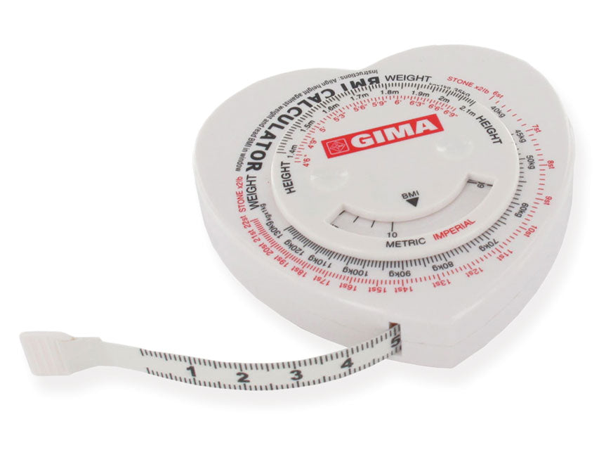 BMI málband – útdraganlegt vasamálband 150 cm með BMI-reikni (GIMA 27341)