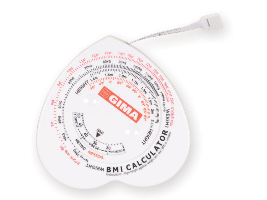 BMI málband – útdraganlegt vasamálband 150 cm með BMI-reikni (GIMA 27342)
