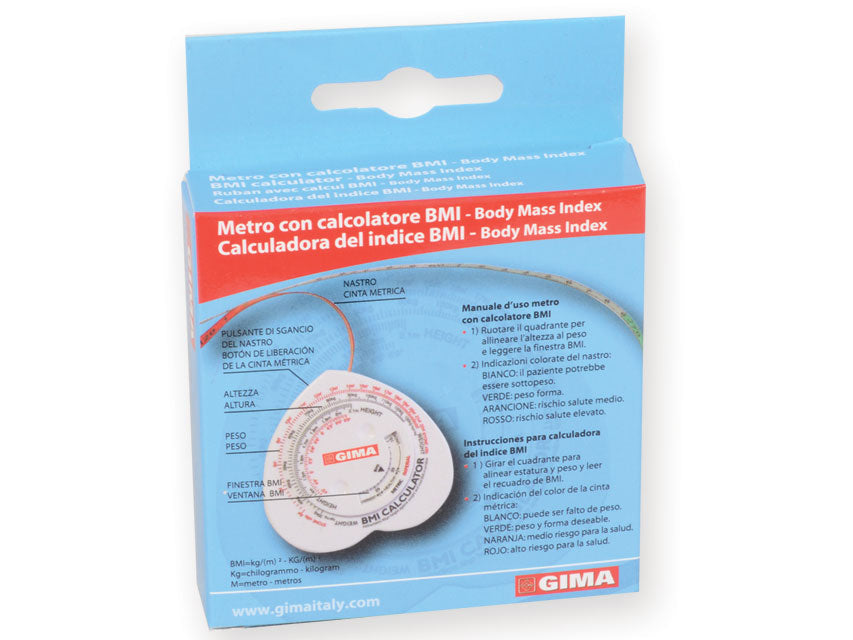 BMI málband – útdraganlegt vasamálband 150 cm með BMI-reikni (GIMA 27342)