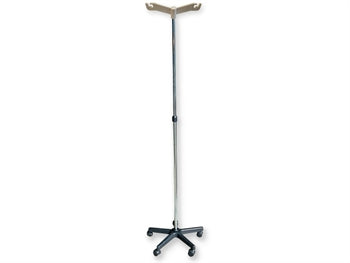 I.V.STAND ON 5 WHEELS TROLLEY - 2 hooks - 27841