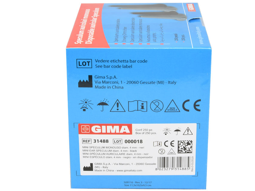 Einnota mini eyrnaspegill Ø 4 mm – svartur – í skammtara – 250 stk.