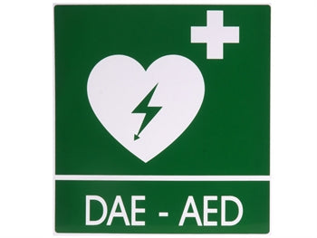 DAE-AED ALUMINIUM SIGN 29x36 cm for defibrillators - 35326