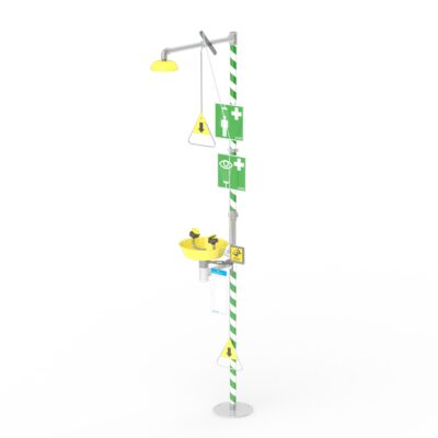 8020 Self-draining emergency station with eye/face wash