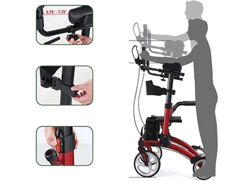 HEILDARSTILLANLEGA STANDUP ROLLATOR - ál - rauður - 43172
