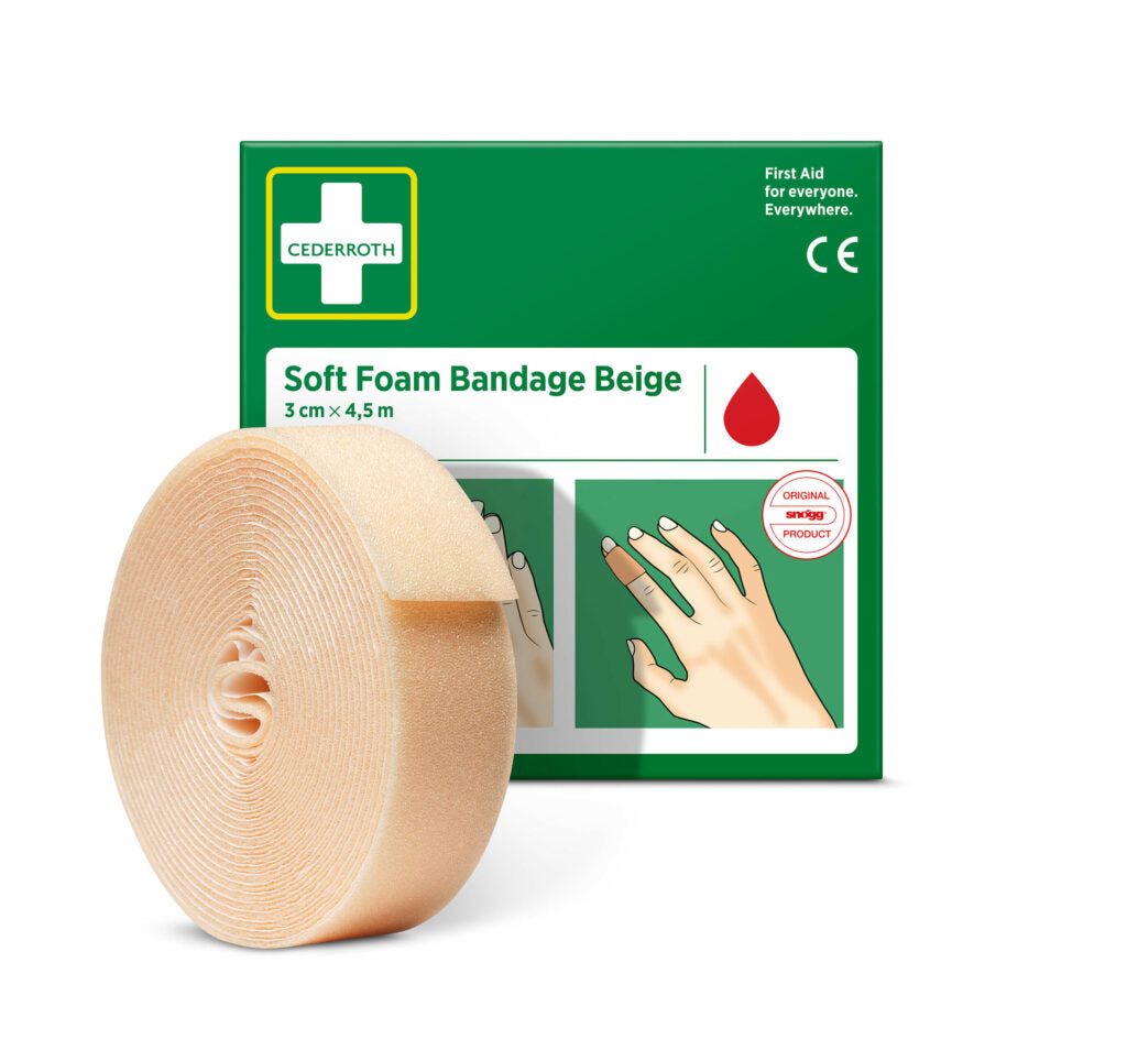 Cederroth Soft Foam sjálflímandi plástur – beige, 3 cm x 4,5 m