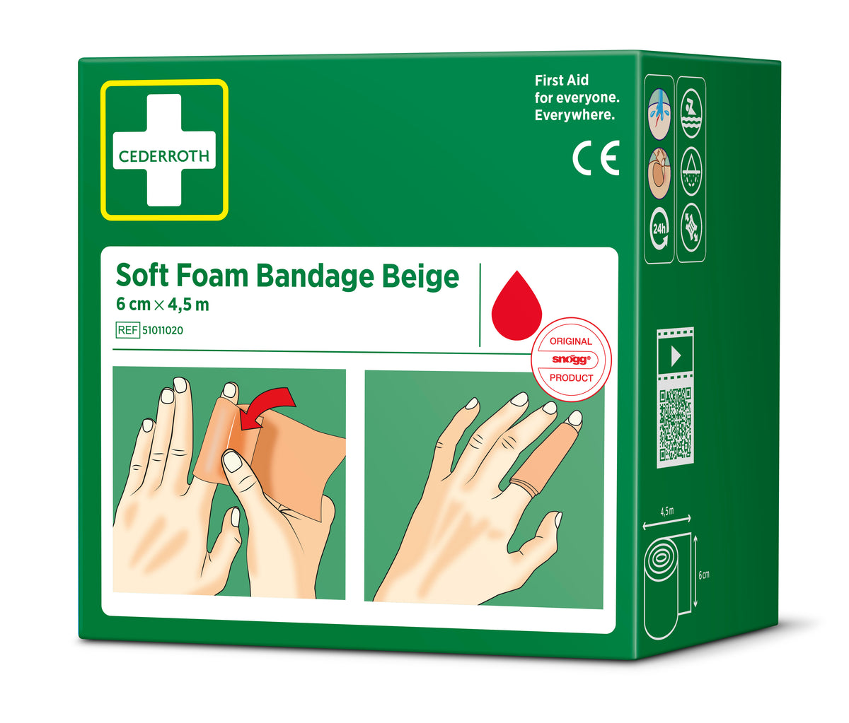 Cederroth Soft Foam sjálflímandi plástur – beige, 6 cm x 4,5 m