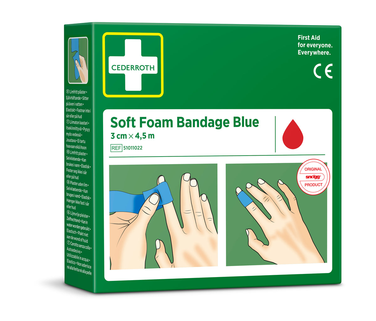 Cederroth Soft Foam sjálflímandi plástur – blár, 3 cm x 4,5 m