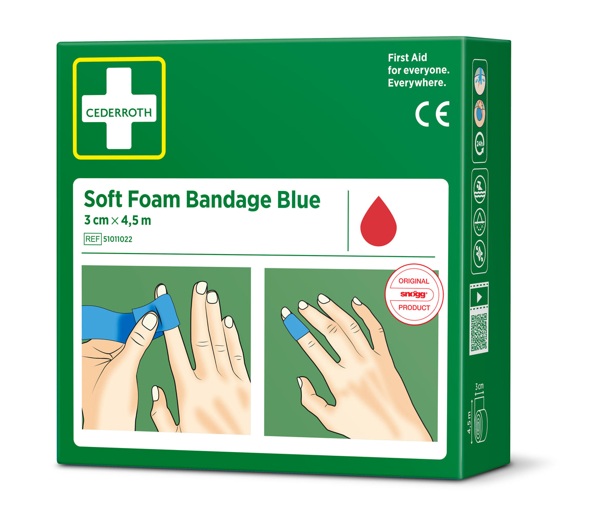 Cederroth Soft Foam sjálflímandi plástur – blár, 3 cm x 4,5 m