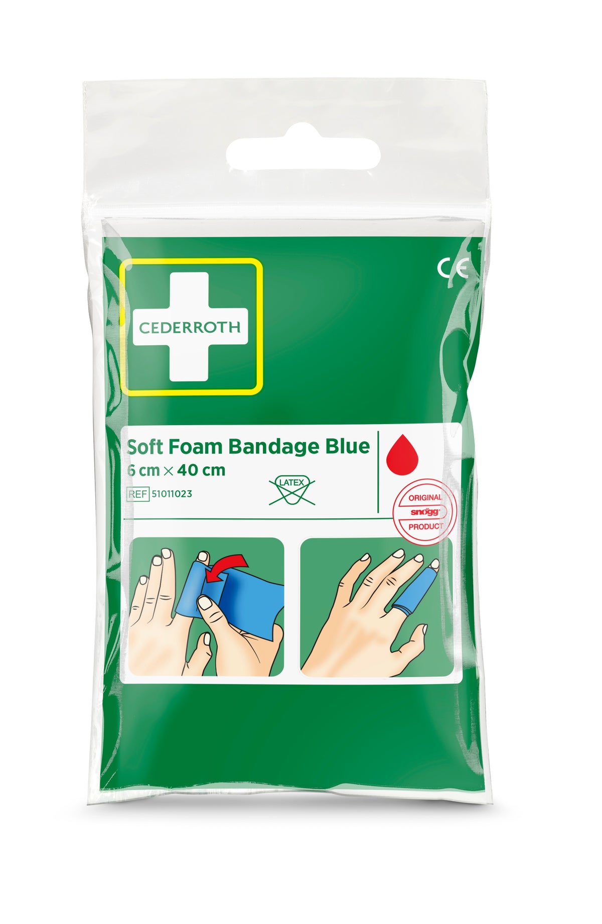 Cederroth Soft Foam sjálflímandi plástur – blár, vasastærð 6 x 40 cm