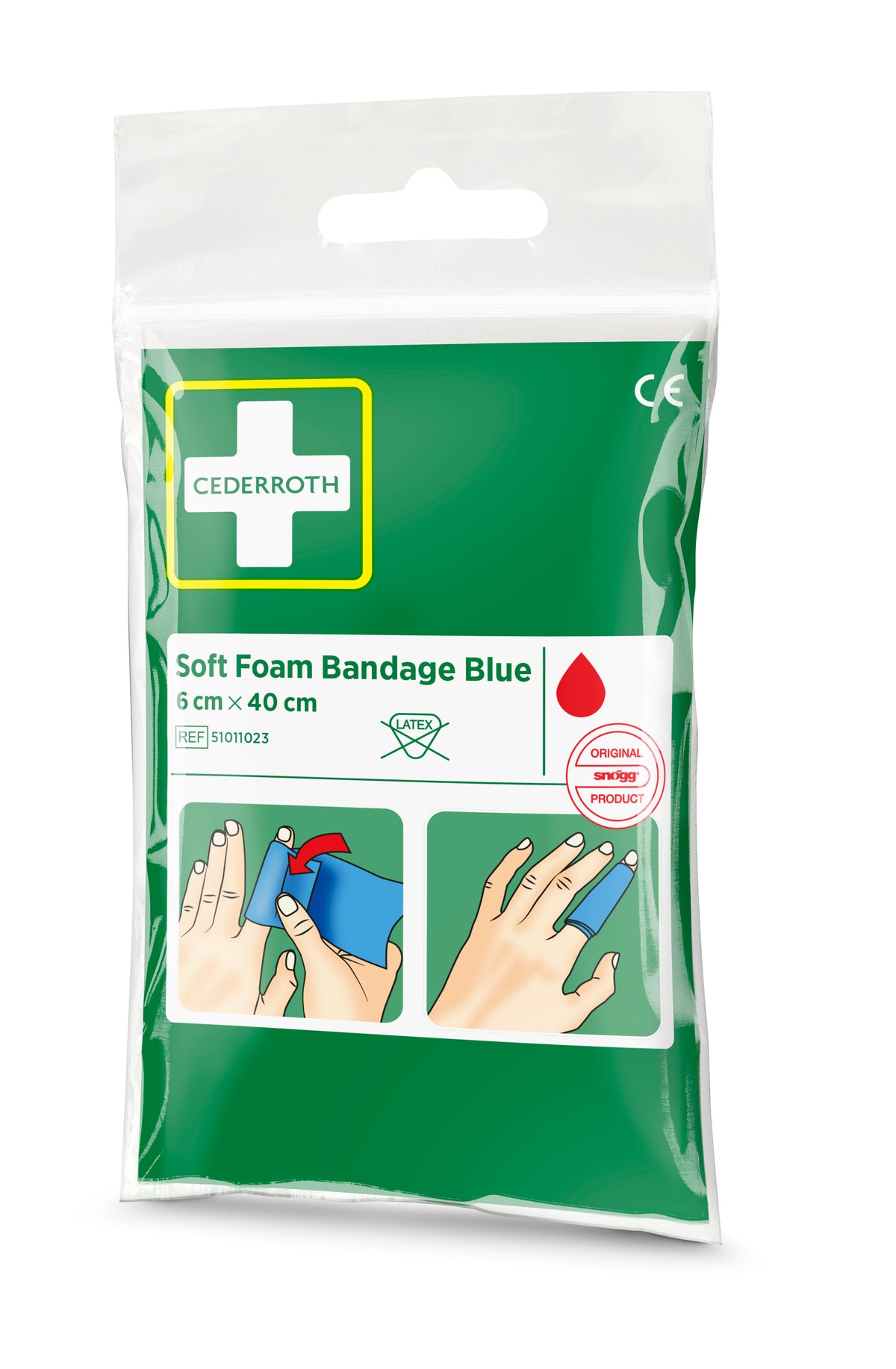 Cederroth Soft Foam sjálflímandi plástur – blár, vasastærð 6 x 40 cm