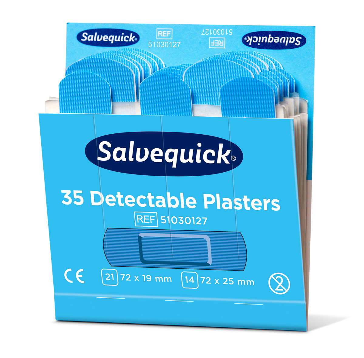 Salvequick bláir greinanlegir plástrar – áfylling 35 stk.