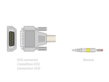ECG SJÚKLINGA KABEL 2.2 m - banana - samhæft Biocare, Edan, Nihon, aðrir - 54002