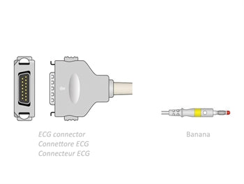ECG sjúklingakabel 2.2 m - banana - samhæft Fukuda Denshi - 54008