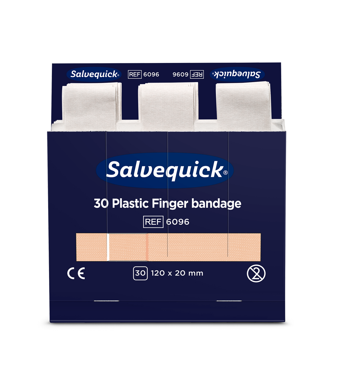 Salvequick fingurplástrar úr plasti – 120 x 20 mm, áfylling 30 stk.