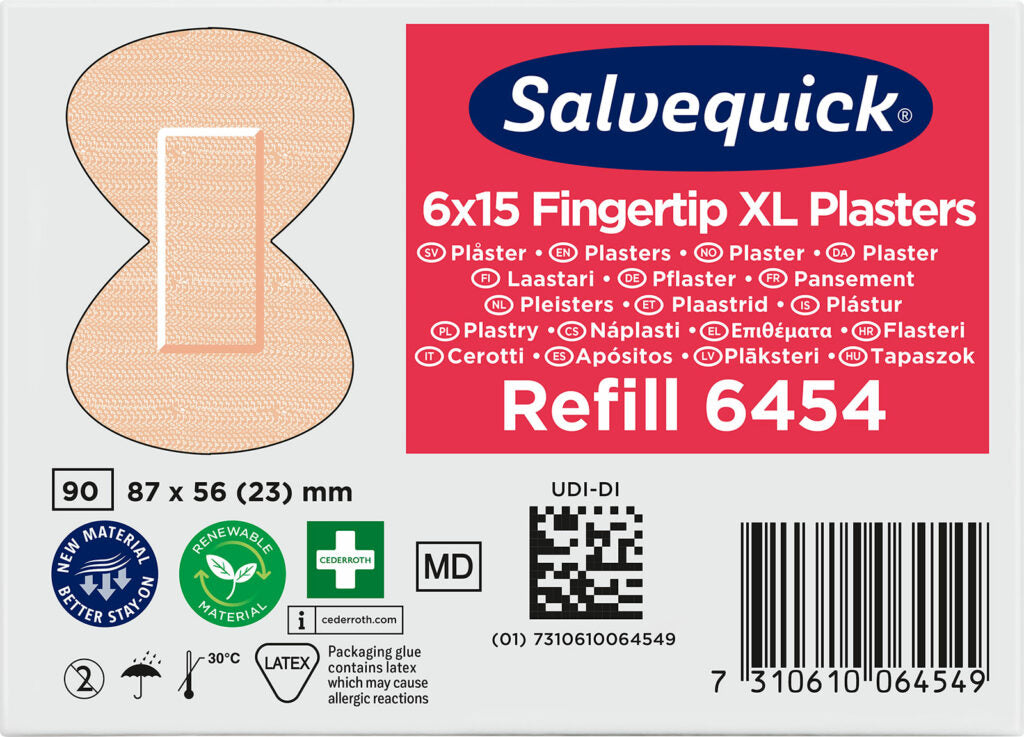 Salvequick extra stórir fingurgómaplástrar – áfylling 15 stk.