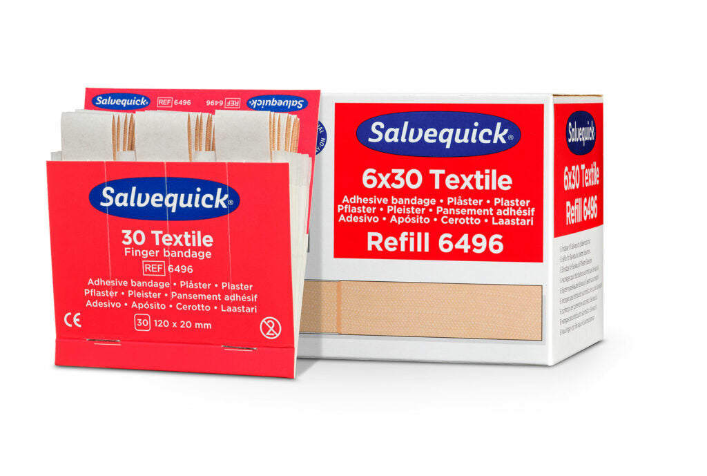 Salvequick fingurplástrar úr textíl – 120 x 20 mm, áfylling 30 stk.
