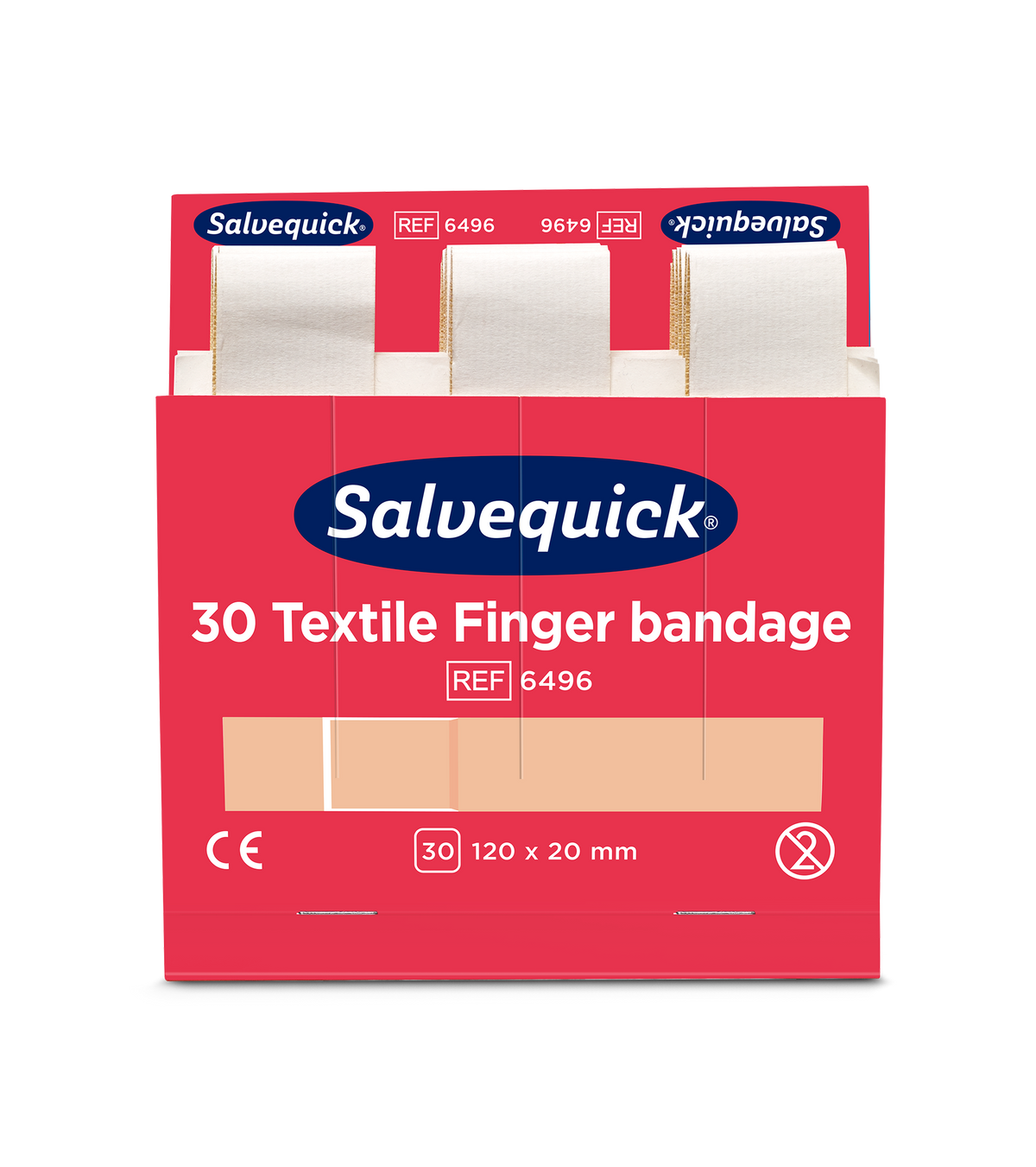 Salvequick fingurplástrar úr textíl – 120 x 20 mm, áfylling 30 stk.