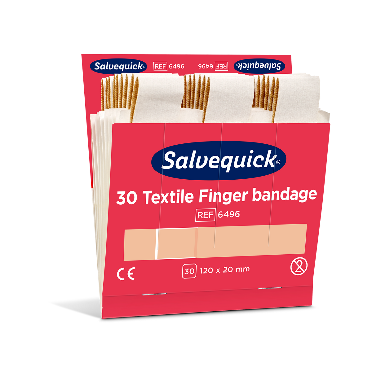 Salvequick fingurplástrar úr textíl – 120 x 20 mm, áfylling 30 stk.