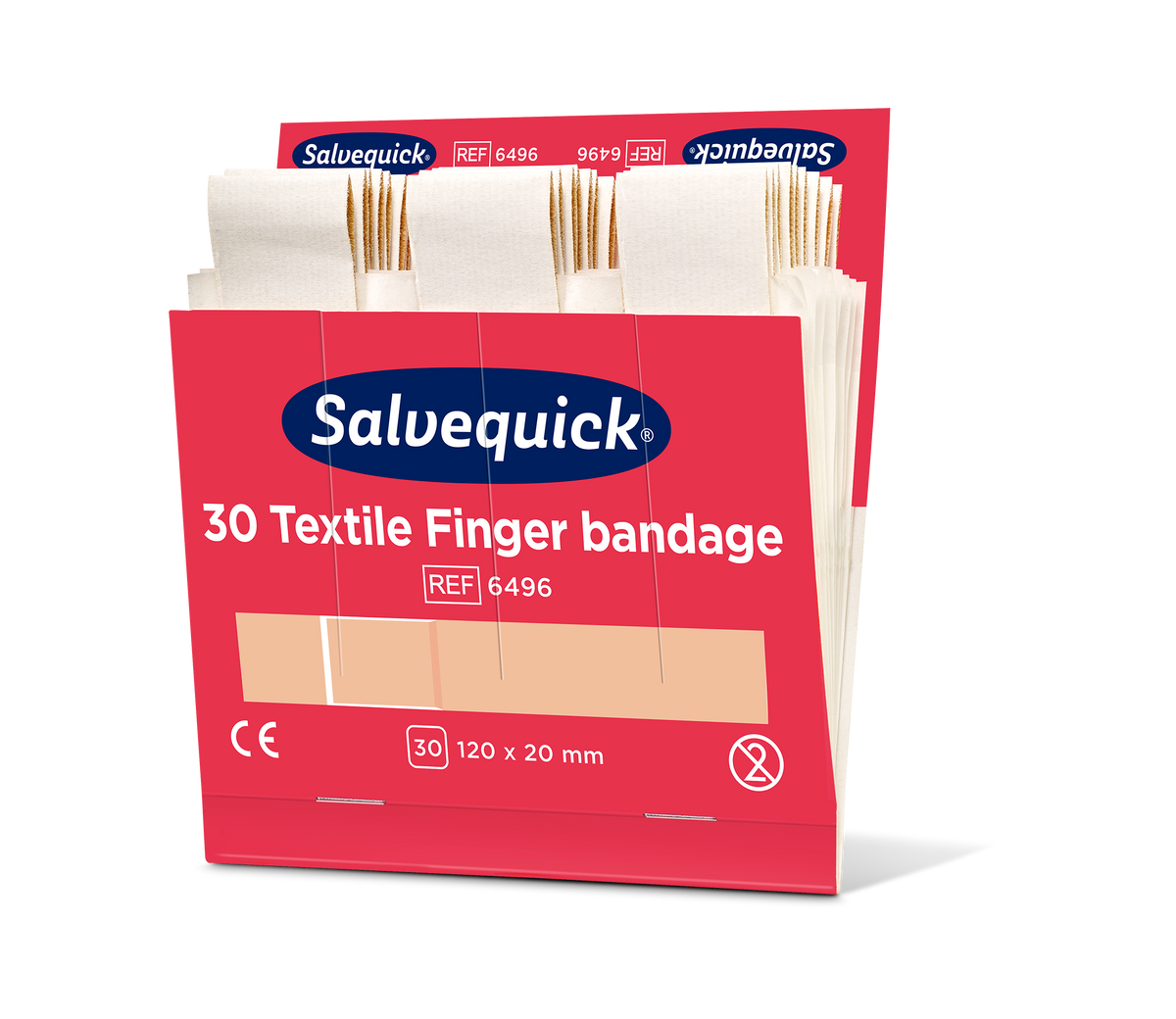 Salvequick fingurplástrar úr textíl – 120 x 20 mm, áfylling 30 stk.