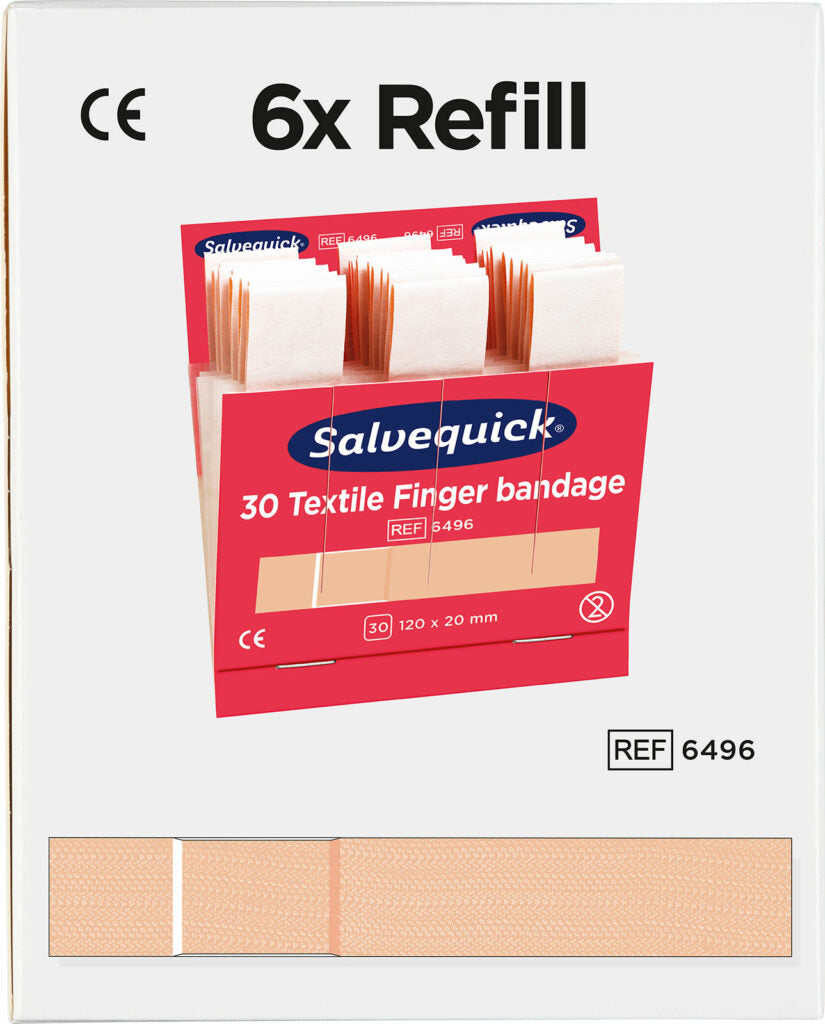 Salvequick fingurplástrar úr textíl – 120 x 20 mm, áfylling 30 stk.