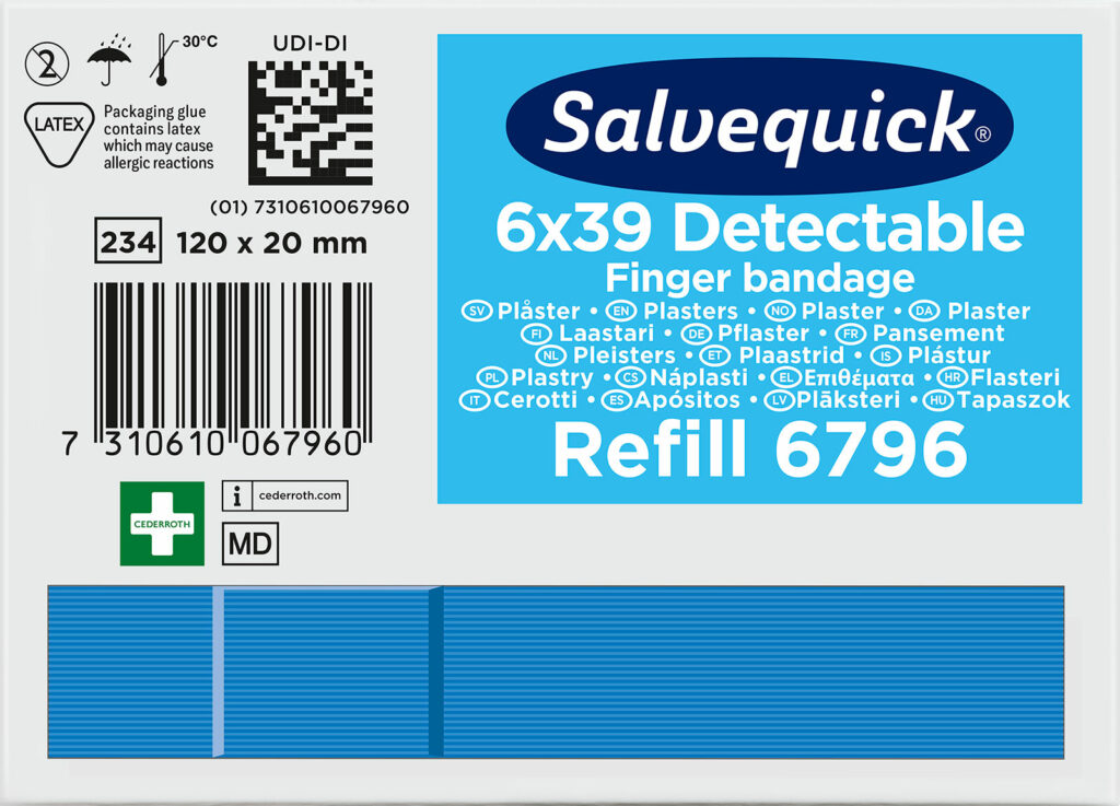 Salvequick bláir greinanlegir fingurplástrar – áfylling 39 stk