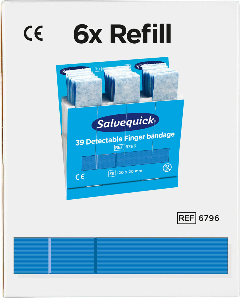 Salvequick bláir greinanlegir fingurplástrar – áfylling 39 stk