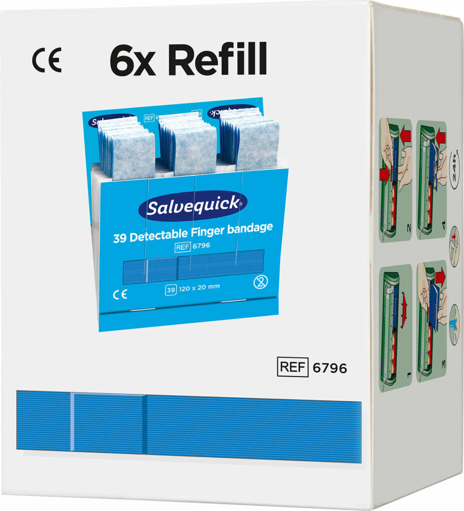 Salvequick bláir greinanlegir fingurplástrar – áfylling 39 stk