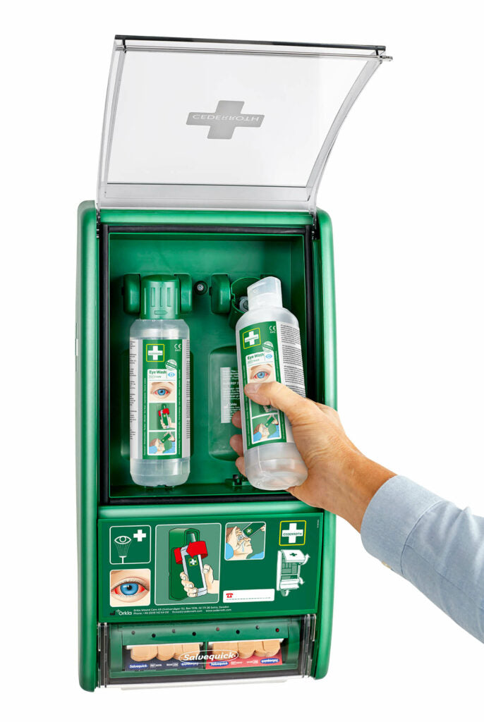 Cederroth augnskolsstöð með 2 x 500 ml augnskoli og plástraskammtara