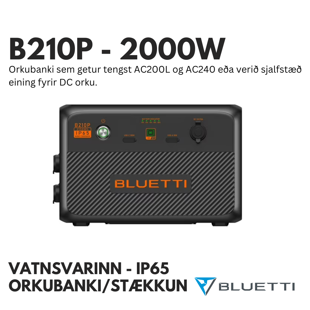 BLUETTI B210P Orkubanki - Stækkun - Vatnsvarinn IP65