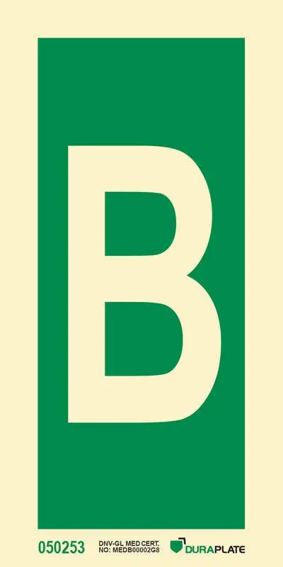 Bókstafur B – sjálflýsandi skilti 75 x 150 mm
