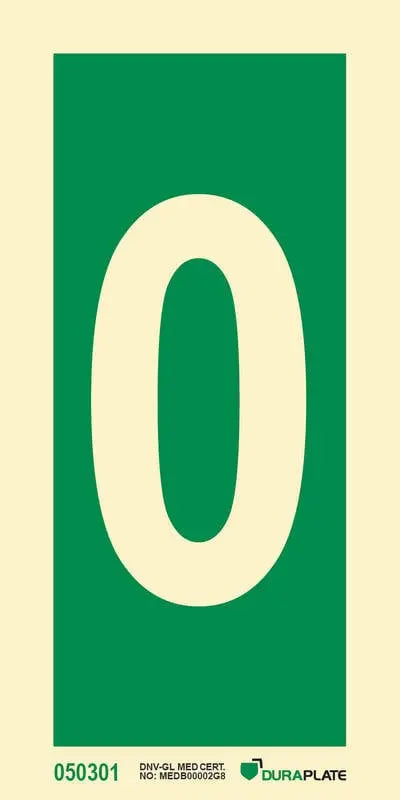 Tala 0 – sjálflýsandi skilti 75 x 150 mm