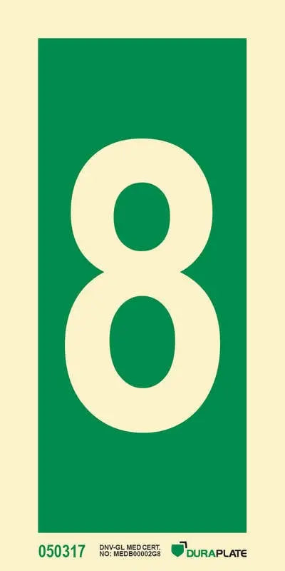 Tala 8 – sjálflýsandi skilti 75 x 150 mm