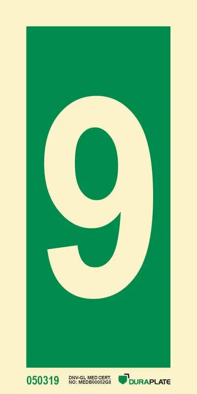 Tala 9 – sjálflýsandi skilti 75 x 150 mm